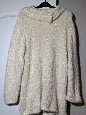 Chico's Cozy Cream Cowl Turtleneck Fuzzy Sweater